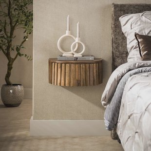 LifestyleFurn Zwevend Nachtkastje Ivorie Mangohout, Met 1 lade - Bruin