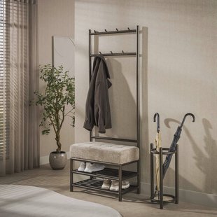 LifestyleFurn Kapstok Karalynn Met bankje en 7 haken, metaal - brons