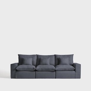 Kave Home 3-zits Bank Anarela Linnen, 310cm - Donkergrijs