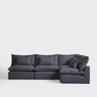 Kave Home 6-zits Hoekbank Anarela Rechts, Linnen, 327cm - Donkergrijs
