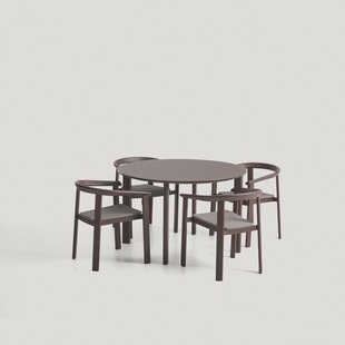 Kave Home Tuinset Erice Met ronde tuintafel en 4 stoelen, 120cm - Bruin