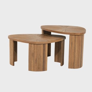 By-Boo Organische Salontafel Tala Teakhout, Set van 2 stuks - Natuurlijk