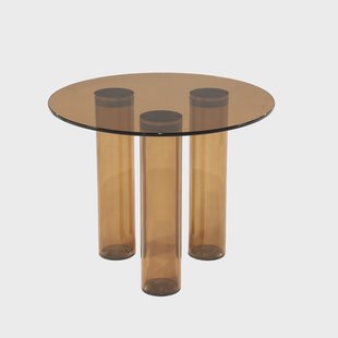 By-Boo Ronde Bijzettafel Aero Glas, 50cm - Bruin