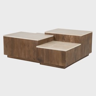 Eleonora Salontafel Quido Marmer en mangohout, 105 x 89cm - Bruin - Vierkant