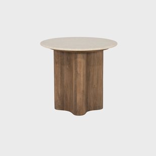Eleonora Ronde Bijzettafel Bodhi Marmer en mangohout, 50cm - Bruin