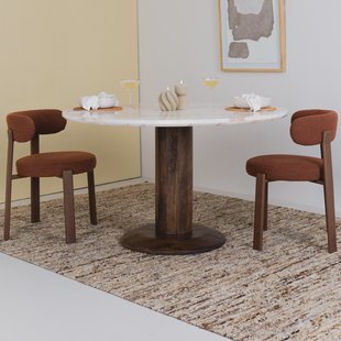 Eleonora Ronde Eettafel Ted Marmer en mangohout, 130cm - Bruin