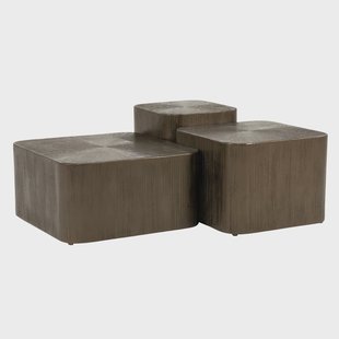 Eleonora Salontafel Silva Metaal en MDF, Set van 3 stuks - Bruin - Vierkant