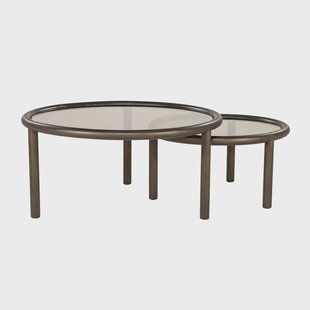 Eleonora Ronde Salontafel Circo Glas, Set van 2 stuks - Bruin