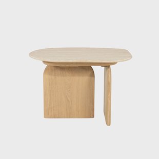 Eleonora Organische Bijzettafel Lova Travertin en eikenhout, 60 x 38cm - Naturel