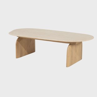 Eleonora Organische Salontafel Lova Travertin en eikenhout, 115 x 58cm - Naturel