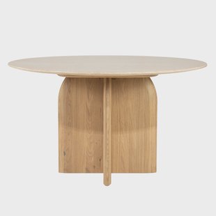 Eleonora Ronde Eettafel Lova Travertin en eikenhout, 130cm - Naturel