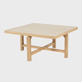 Eleonora Vierkante Salontafel Vidar Travertin en eikenhout, 80 x 80cm - Naturel
