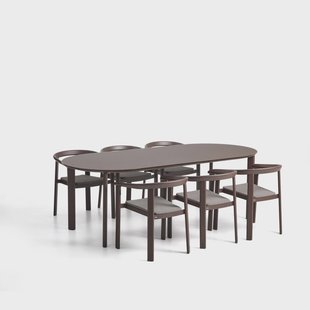 Kave Home Tuinset Erice Met tuintafel en 6 stoelen, 230 x 100cm - Bruin