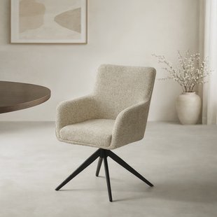 Livingfurn Draaibare Eetkamerstoel Tara Geweven stof - Zand
