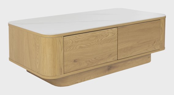 ZILT Salontafel Nathen Eiken en marmerlook, 120 x 60cm - Naturel