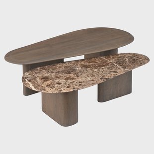 Richmond Salontafel Castello Set van 2 stuks, 130 x 65cm - Smoked Charchoal - Organisch