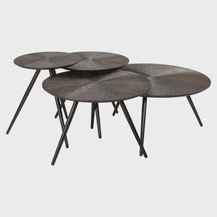 Richmond Salontafel Quadra Mdf/Metaal, 70cm, Set van 4 stuks - Zilver - Rond