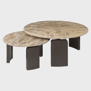 Richmond Salontafel Bayonne Marmer - Bronze, Set van 2 stuks - Rond