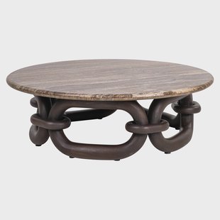Richmond Salontafel Chainey Travertine en Mango - Ash Brown, 110cm - Rond
