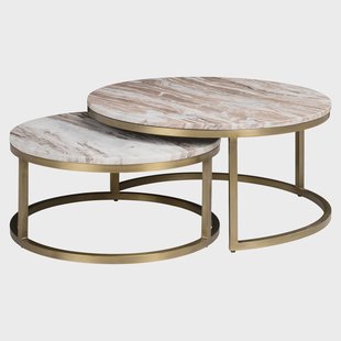 Richmond Salontafel Bottega Marmer - Blush Beige, Set van 2 stuks, 85cm - Rond