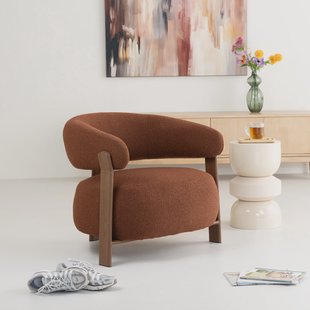 Sohome Fauteuil Rosemarijn Geweven stof en houtlook - Bruin