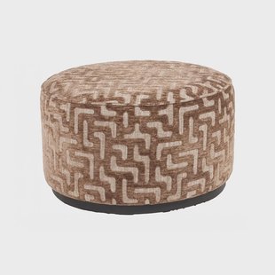Richmond Poef Lexie Labyrinth, Ø70cm - Bruin