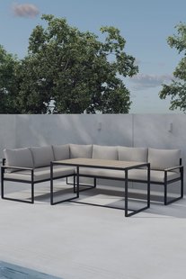 Nohr Loungeset Fielding Met hoekbank en hoge tafel - Beige