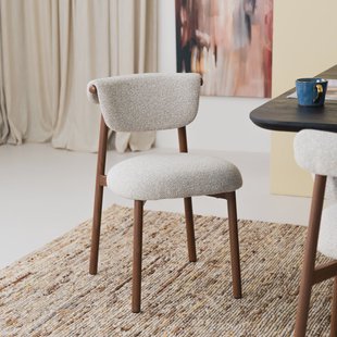 ZILT Eetkamerstoel Jeremey Geweven stof en hout - Beige