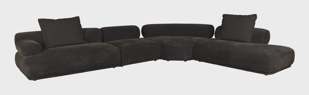 Zuiver 7,5-zits Loungebank Rembrandt 594cm, Ribstof - Donkerbruin
