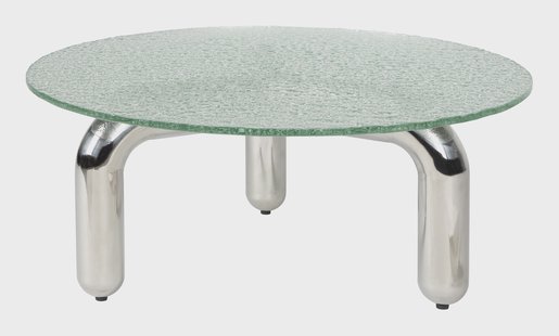 Dutchbone Ronde Salontafel Marly Glas en chroom, 80cm - Transparant,Zilver