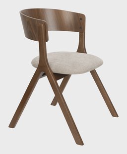 Dutchbone Eetkamerstoel Bresso Geweven stof en hout - Beige