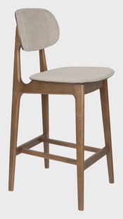 Dutchbone Barstoel Marais Geweven stof en hout - Beige (zithoogte 68cm)