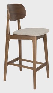 Dutchbone Barstoel Marais Geweven stof en hout - Beige/Hout (zithoogte 68cm)