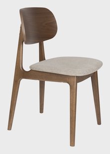 Dutchbone Eetkamerstoel Marais Geweven stof en hout - Beige/Hout