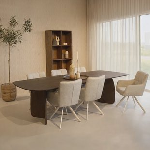 Livingfurn Deens Ovale Eettafel Trevor Mangohout, 280 x 110cm - donkerbruin - Ovaal