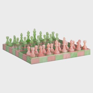 Richmond Decoratie schaakspel Azalea 31 x 31cm - Pink/Green