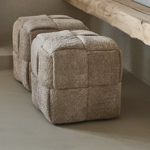 Rivièra Maison Hocker Qbic Geweven stof - Soft Walnut