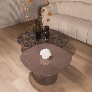 Richmond Salontafel Almundi Keramiek, set van 2 stuks - Chocolat Brown