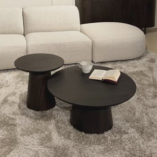 Livingfurn Ronde Salontafel Novero Eiken, set van 2 stuks - Espresso