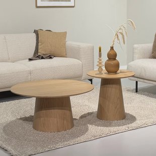 Livingfurn Ronde Salontafel Novero Eiken, set van 2 stuks - Naturel