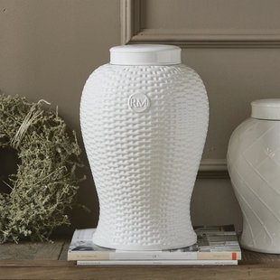Rivièra Maison Vaas Pomezia Porselein, 36cm - Wit