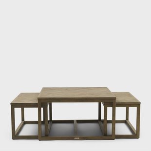 Rivièra Maison Salontafel Harbour Island Eikenhout, Set van 3 stuks - Bruin - Vierkant