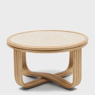 Rivièra Maison Ronde Salontafel Sant Miquel Marmer en rattan, 70cm - Naturel