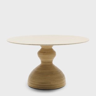 Rivièra Maison Ronde Eettafel Vedella Marmer en rattan, 130cm - Naturel