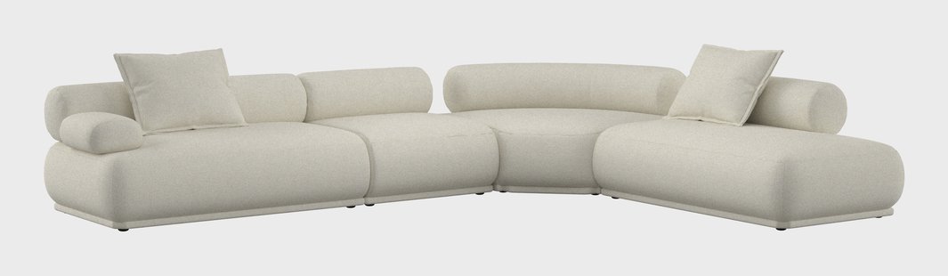 Zuiver 7,5-zits Hoekbank Rembrandt 594cm, Links, Ribstof - Beige