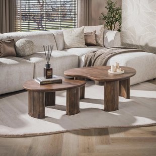 LifestyleFurn Organische Salontafel Marlise Acaciahout, Set van 2 stuks - Bruin