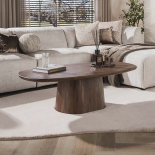 LifestyleFurn Deens Ovale Salontafel Marlise Acaciahout, 135 x 70cm - Bruin - Ovaal