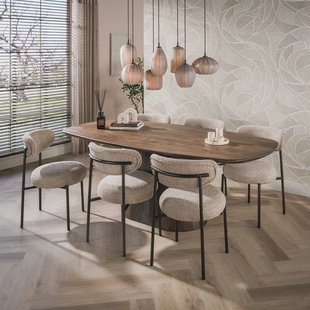 LifestyleFurn Deens Ovale Eettafel Marlise Acaciahout, 180 x 90cm - Bruin - Ovaal