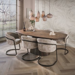 LifestyleFurn Deens Ovale Eettafel Marlise Acaciahout, 215 x 105cm - Bruin - Ovaal