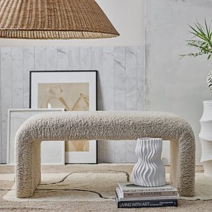 Bloomingville Bankje Bobbie bouclé stof - beige